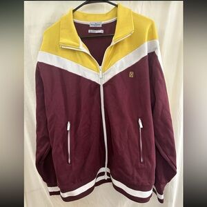 Marc Ecko Track Jacket Men’s Size XL Maroon Yellow White Cut & Sew Line